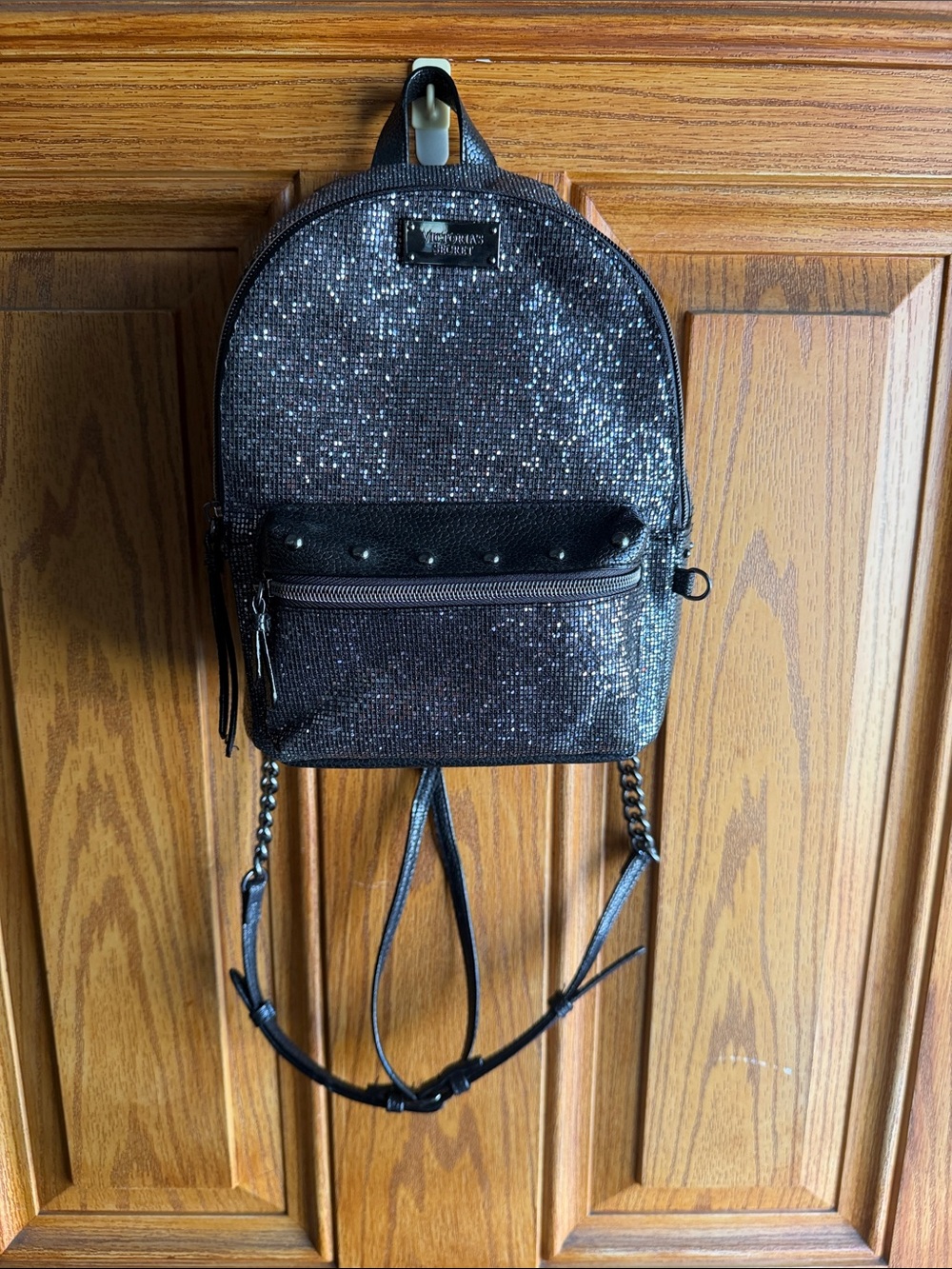Victoria's Secret Black Glitter Mini Backpack